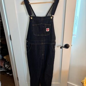Carhartt WIP Black Denim Overalls with Red Patch
